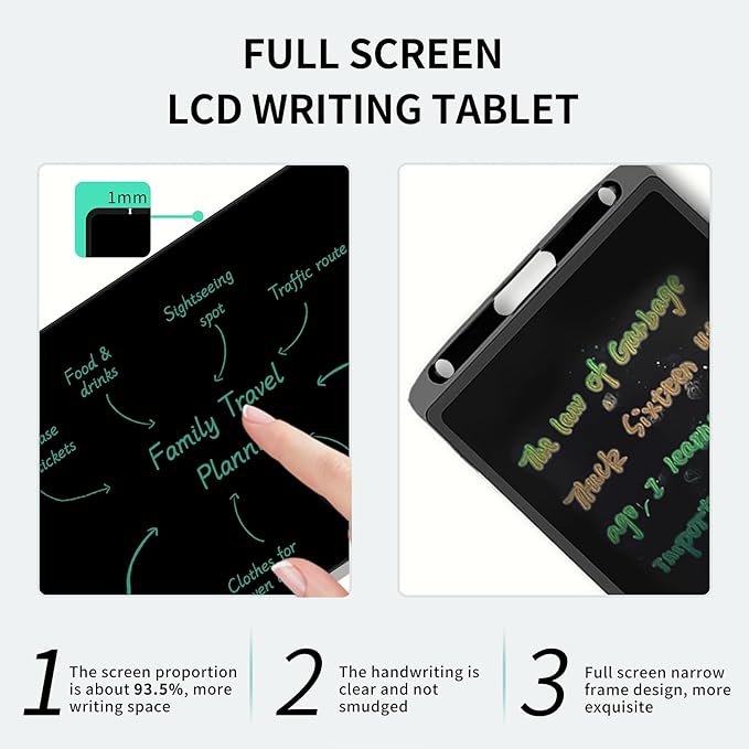Reusable LCD Writing Tablet for Adult: 9.5 Inch Full Screen Digital Drawing Tablet Erasable Digital Notepad Business Office Students Home Gifts for Birthday