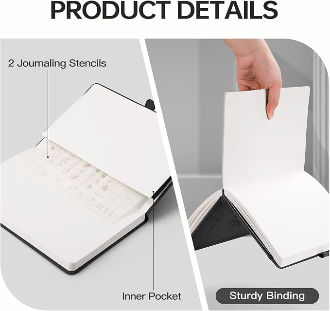 EMSHOI Dotted Journal Notebook, 192 Pages, A5 Size (5.7'' x 8.3'')