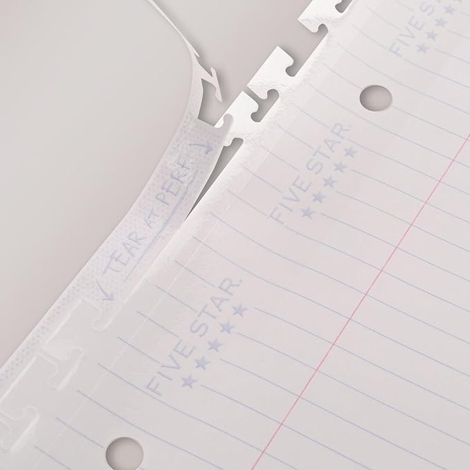 Five Star Insertable Loose Leaf Paper, 3 Pack, Notebook Paper, College Ruled Filler Paper to Add Pages, Reinforced, 8-1/2" x 11", 75 Sheets per Pack (52168)