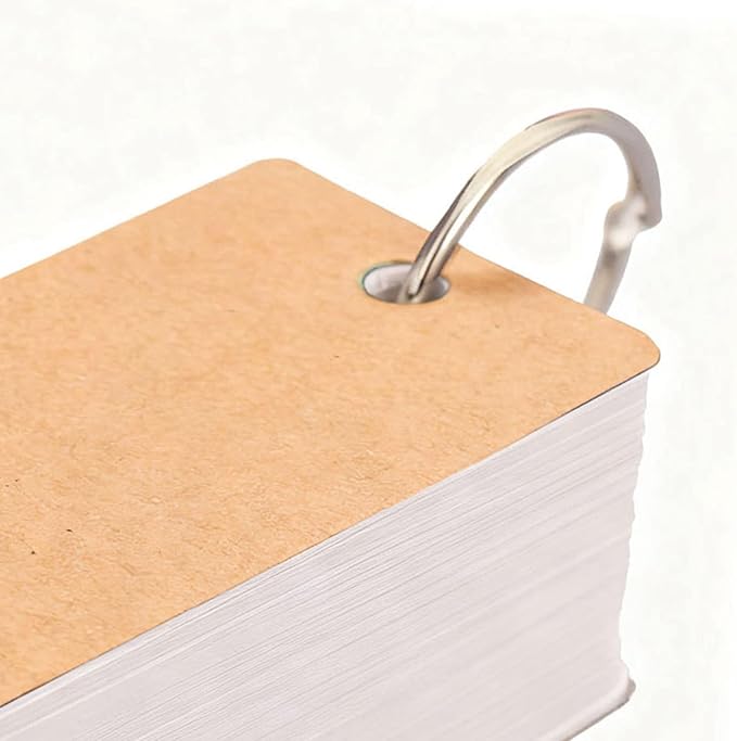 Thick Blank Flashcards Portable Message Note Business Card Index Cards with Linking Ring for Studying Office School Supplies Premium Paper