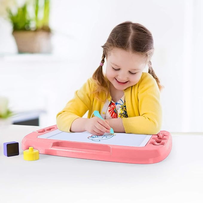 SGILE Toddler Toys for Kids, Large Magnetic Drawing Board for Birthday Gift, Toys for 1 2 3 4 Year Old Girls Boys, Etch & Sketch Pad with 4 Stamps, Learning and Educational, 16 ×13 in, Light Pink