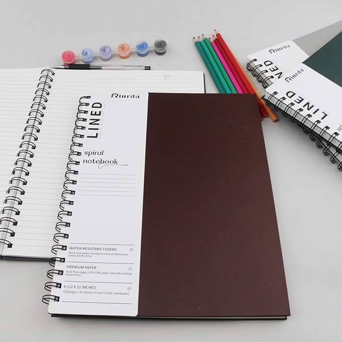 Lined Notebook Spiral Notebook 8.5" x 11"-4 Pack Large Journal Hardcover Notebook 7mm College Ruled Notebook 120 Pages 100 GSM Thick Hardcover Journal for School (LINED, Mult-color)