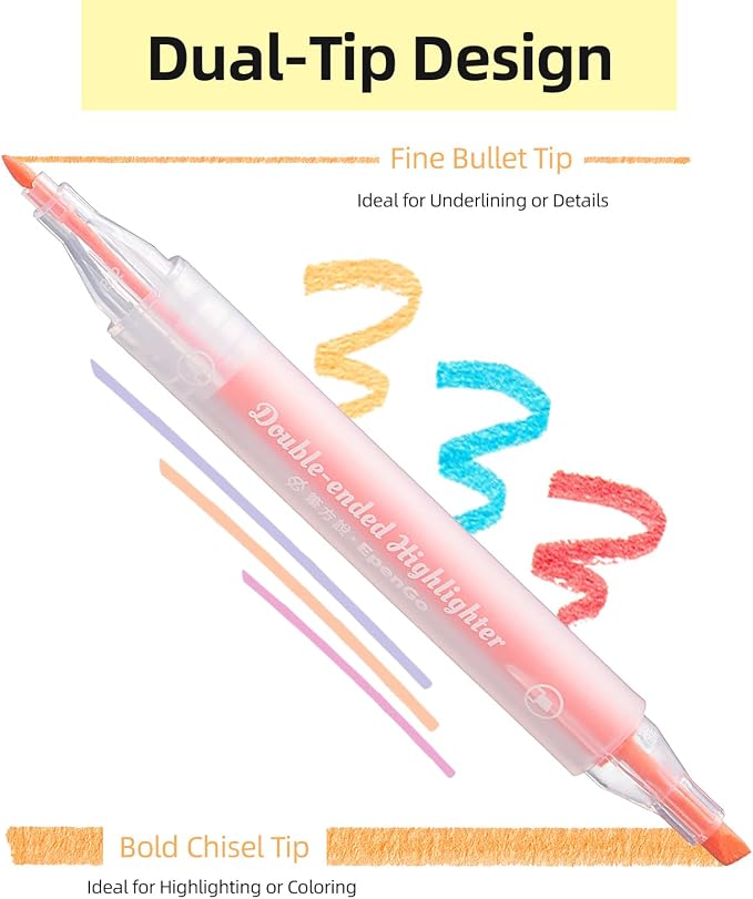 15-Pack Dual Tip Bible Highlighters, No Bleed Mild Pastel Markers