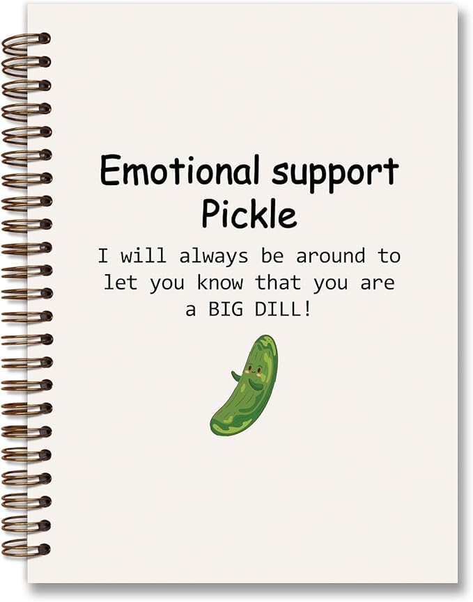 Emotional Support Pickle Spiral Notebook Journal,Therapist Mental Health Gifts College Ruled Spiral Notebook for Offices Schools Classrooms,Inspirational Gifts for Work School Student Teacher