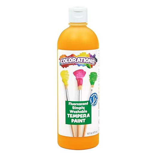 Colorations Simply Washable Tempera Paint, Fluorescent Neon Orange - 16 oz.