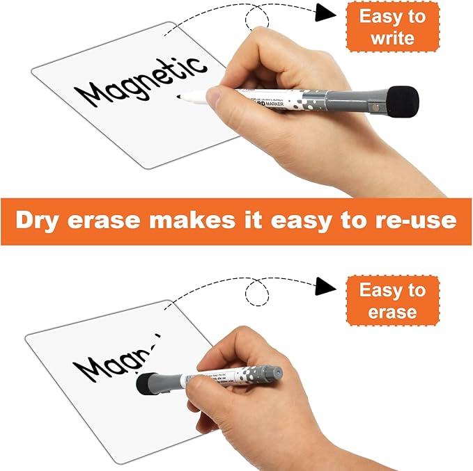 36 Packs, 3" x 3" Washable Magnetic Dry Erase Post It Notes,Magnets White Board Labels, Magnetic Sticky Notes on Fridge, Locker, Cabinet, Door - Office & Classroom Whiteboard Accessories Supplies