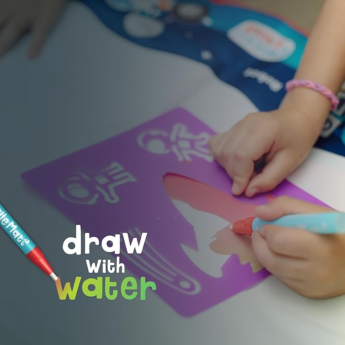Chuckle & Roar - Aqua Draw Doodle Mat Glow - Water Color Magic Mat - Erase By Letting Mat Dry - Easy Play Anywhere - Ages 3 and Up