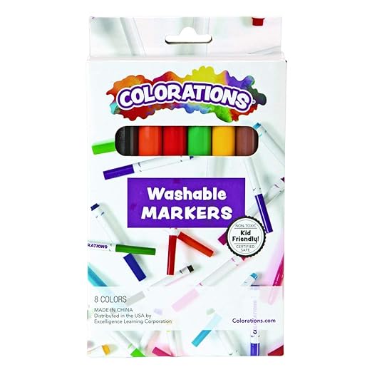 Colorations Classic Markers, Conical Tip, 8 Bold Colors, Coloring, Paper, Posters, Drawing, Bold Colors, Home, Classroom, School Supplies, Art Supplies, Craft Projects, Children, Gift, Assorted Set