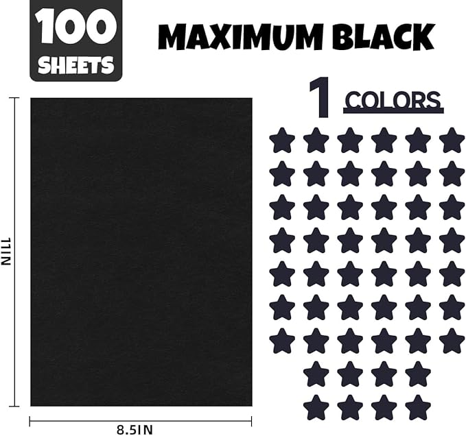 100 Sheets 8.5 x 11 Colored Cardstock,Assorted Colored Cardstock 50 Colors 230GSM/85LB Multicolor Construction Paper for DIY Crafts,School Supplies,Party Decorations (Black 100Pcs)