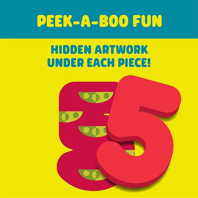 Chuckle & Roar Wooden ABC & 123 Puzzles - Pack of 2, Ages 3+ - Peek-A-Boo Hidden Art Alphabet Toys - Durable Wooden Letters for Fine Motor Skills - Self-Paced Toddler Puzzles for Early Learning