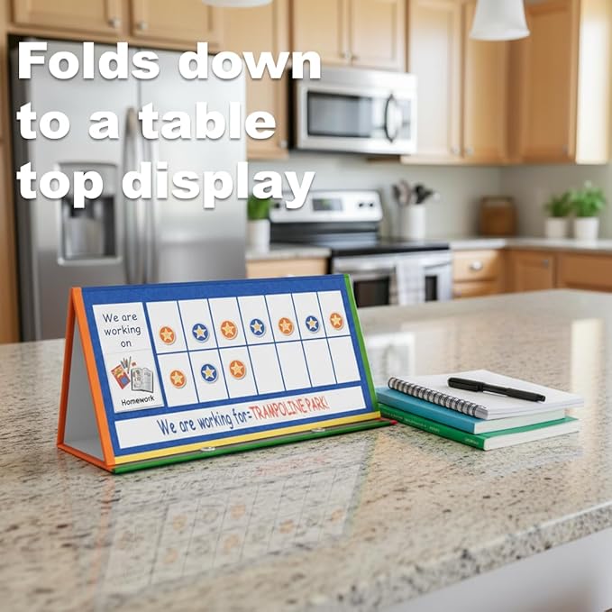 SchKIDules 2-Sided Magnetic Visual Schedule for Kids (Home Bundle) | Daily Routines, Chore/Reward Charts, ADHD Help | Includes 18” Folding Reversible Board, 129 Magnets & Dry Erase Marker