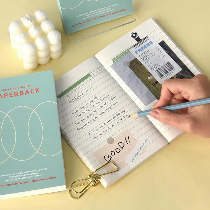 Monolike Objet Paperback Line Notebook - 01. Mint_Design note, Mini note, Simple note, Notebook, 192 Pages, 4.13x6.69