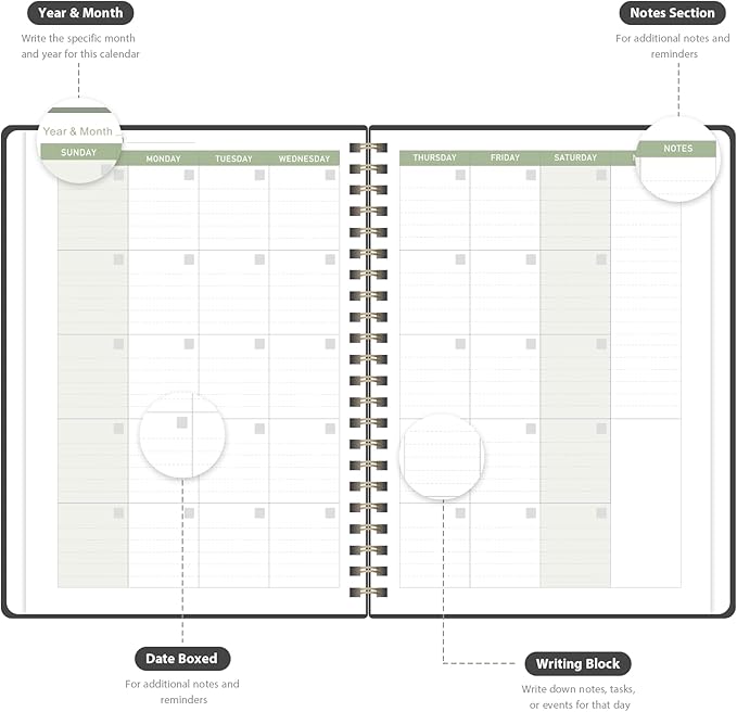 Undated Weekly Planner, Weekly To Do List Notebook with Goal, Organizer & Habit Tracker, A5 Daily Planner with Spiral Binding, Ideal for Office School Suppies