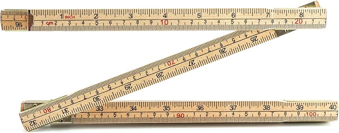 QWORK Folding Wood Rule, 2 Pack, 6FT 6 Inch Foldable Ruler with US and Metric Measurements for Carpenters