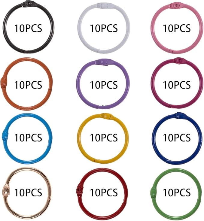 150Pcs Colorful 1 IN Loose Leaf Binder Rings - Versatile Metal Book Rings for Index Cards, Flash Cards, Keychains, and Notebooks in 10 Colors for School, Office, and Home Use
