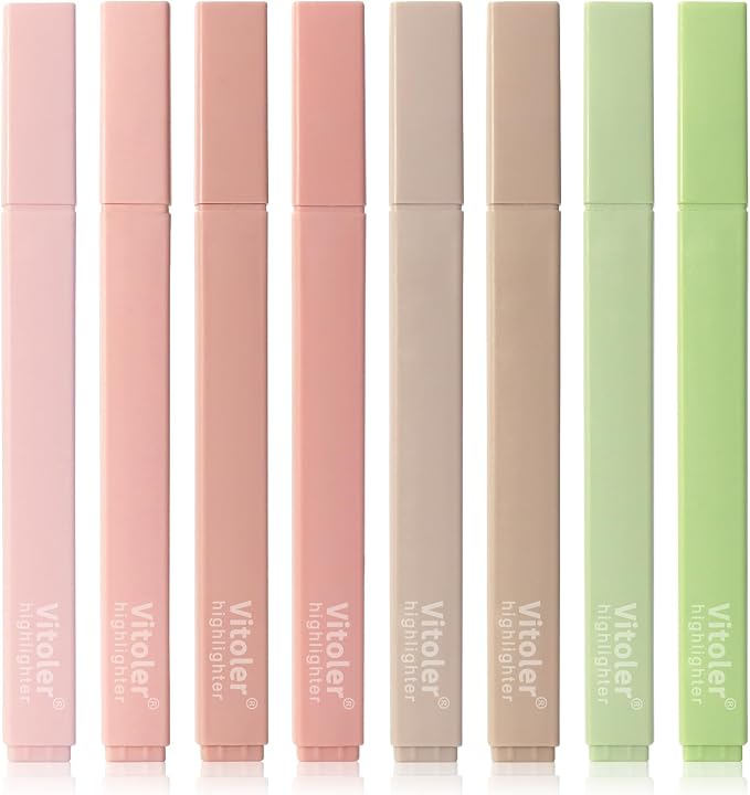 Piochoo Highlighters Assorted Colors,8pcs Bible Highlighters No Bleed Hghlighter Markers for Journaling Back to School Teacher Supplies Office Supplies