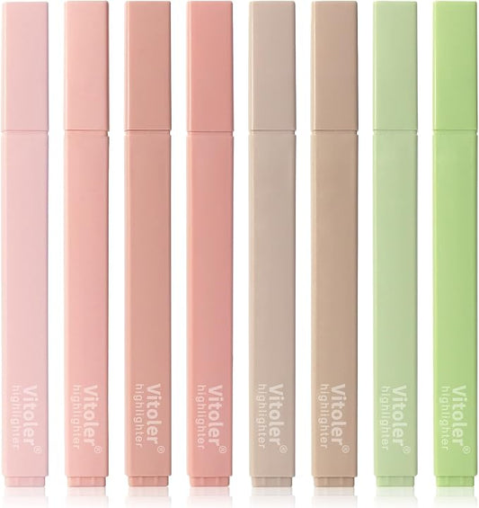 Piochoo Highlighters Assorted Colors,8pcs Bible Highlighters No Bleed Hghlighter Markers for Journaling Back to School Teacher Supplies Office Supplies