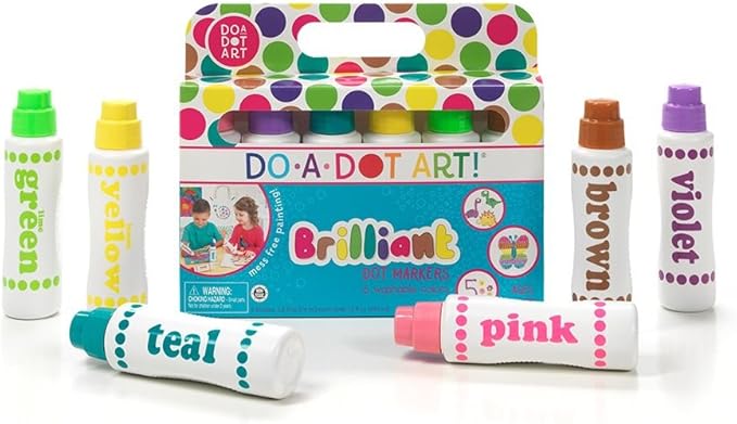 Do A Dot Art! Brilliant Colors 6 Pack Washable Paint Dot Markers Daubers for Children, The Original Dot Art Marker, Made in the USA