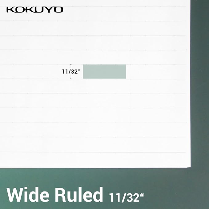 Kokuyo Filler Papers, 8-1/4"x11”, Wide Ruled 3 Hole Punched Loose Leaf Paper, 300 Sheets Bleed Resistance Notebook Paper, Japanese Smooth Lined Paper for 3 Ring Binders School Supplies, Japan Import