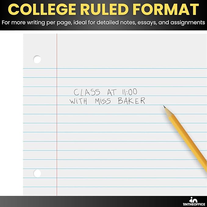 1InTheOffice Loose Leaf Paper College Ruled, Filler Paper 8 1/2" x 11", 400 Sheets (400 Sheets)