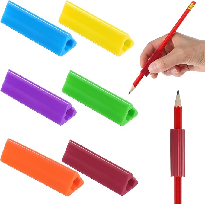 Sibba Triangle Pen Grips 6 PCS Ergonomic Pens Grips for Kids Handwriting Pen Writing Aid Grip Posture Correction Tool Writing Aids for Kids Adults Assorted Colors for Right Left Handed Users