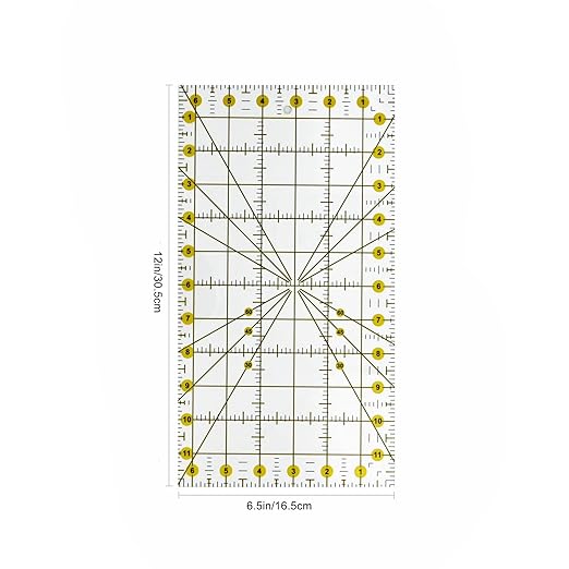 Sewing Rulers Quilting Ruler,Acrylic Quilting Templates,Sewing Tools Accessories Supplies for Patchwork Precision Fabric Cutting 1pcs(6.5x12inch)