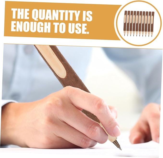FUOYLOO Wood Ballpoint Pens 17cm Tree Bark Texture 10pcs Multi-function Writing Supply Portable Eco-friendly Biodegradable Office and School Use