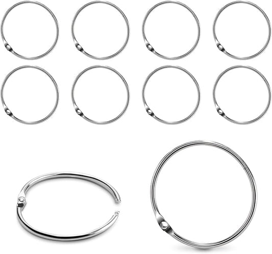 15 Pack 1-1/2" Metal Binder Rings Paper Loose Leaf Loop Book Clip 1.5" O-Rings for Key Ring, Scrapbook, Index Card, Silver, 38mm