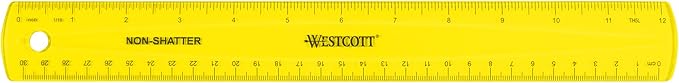 Westcott Shatterproof Ruler, Assorted Translucent Colors, 12" (Pack of 3)