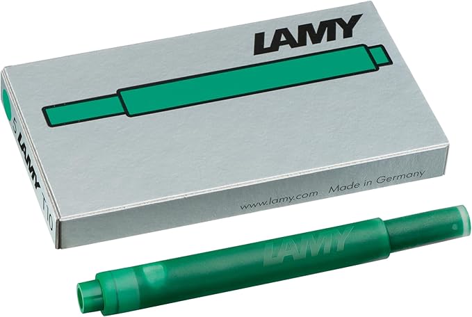LAMY T10 Ink cartridges with Large Ink Capacity - Suitable for All Lamy Fountain Pen Models - Contents 1.25 ml per Cartridge - 5 Pieces per Pack - Ink Color Green