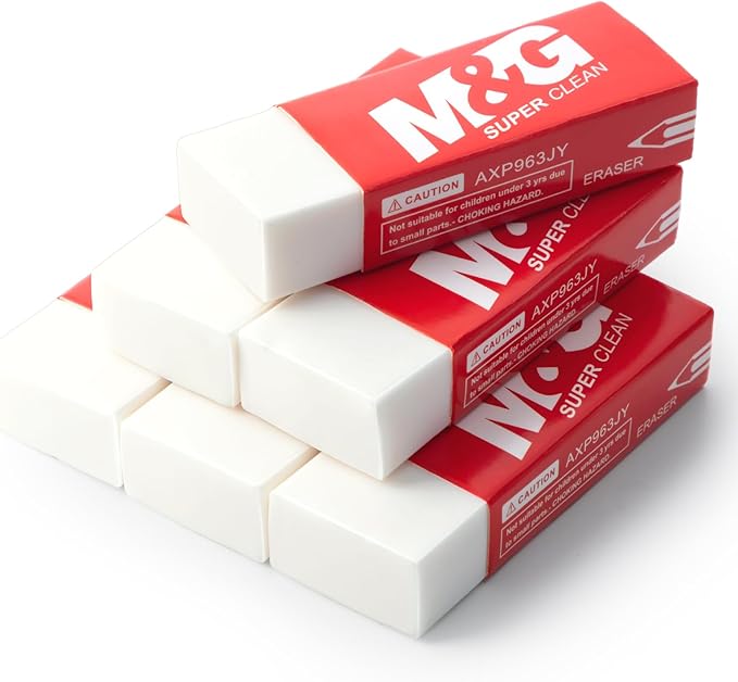 M&G Pencil Eraser for Kids, 20 Pack, White Erasers Bulk for Artists, Drawing Eraser for Sketching, Art Erasers for Drawing, School,Office Supplies