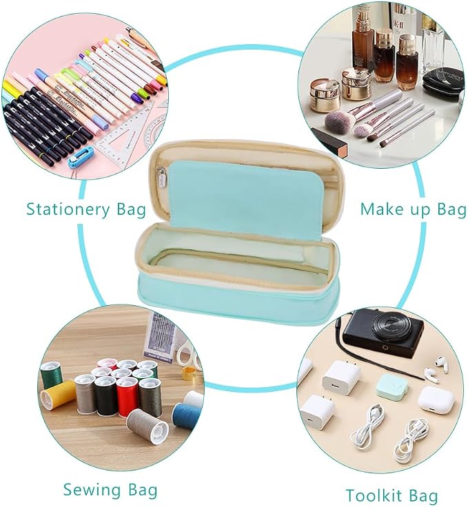 iSuperb Foldable Pencil Case Zipper Big Capacity Aesthetic Canvas Pencil Pouch Compartments Stationery Organizers Pen Bag for Kids Girls Boys Teen Child Student School Supplies Makeup Bags