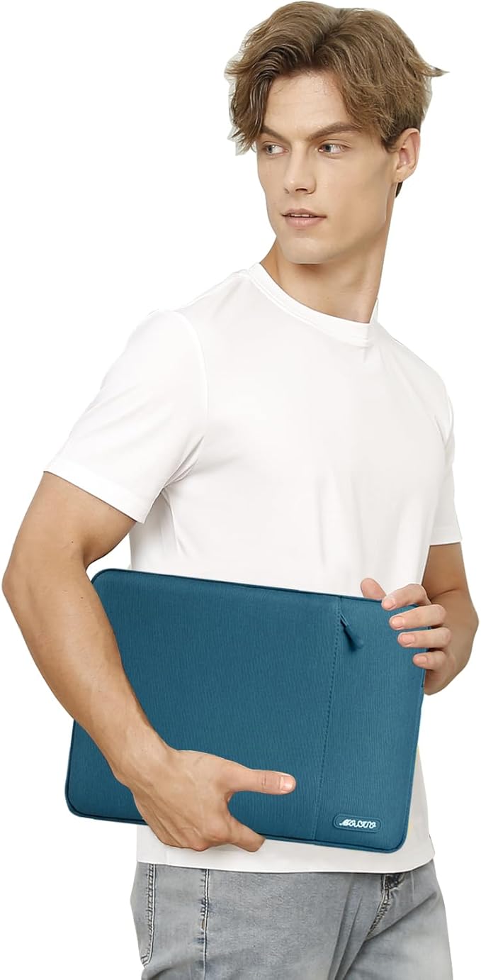 MOSISO Laptop Case 15 inch, 15 inch Laptop Sleeve Compatible with MacBook Air M5 A3448 M4 A3241 M3 A3114 M2 A2941 2026-2023, Dell XPS, Polyester Vertical Computer Sleeve Bag with Pocket, Deep Teal