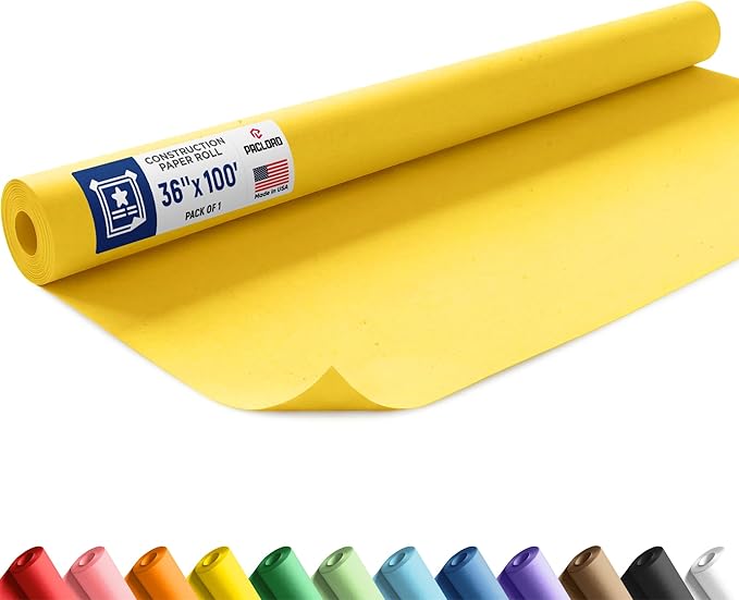 Yellow Construction Paper Roll 36" x 100 ft – Made in USA – 36" Bulletin Board Paper for Classroom & School, Teachers & Kids