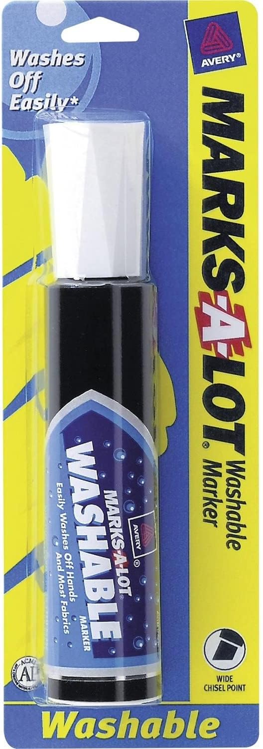 Marks A Lot Jumbo Washable Marker, Chisel Tip, 1 Black Marker, Great for Large Signs and Posters (24158)