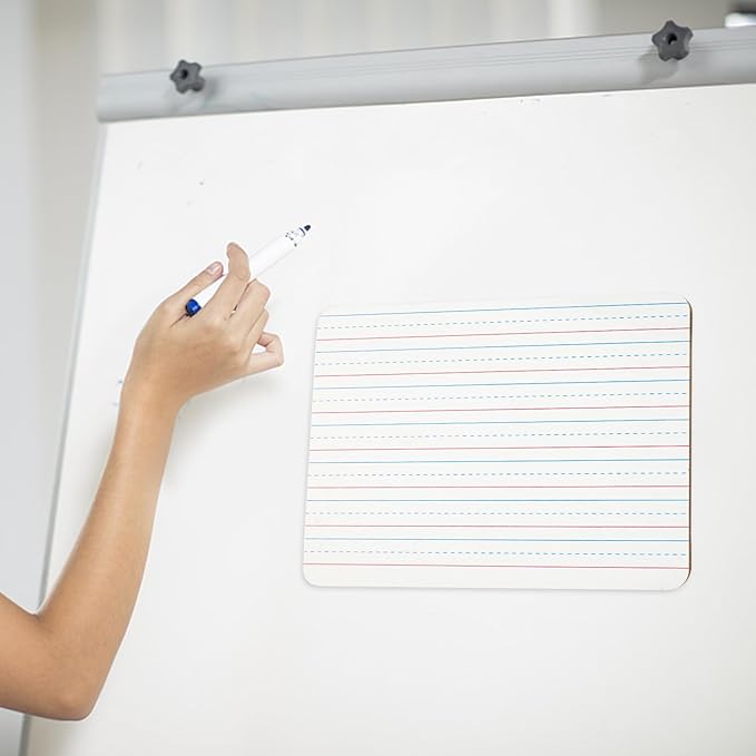 Double Sided Dry Erase Board 12x18 Inch with Lined Grid and Plain Surface, Small Whiteboard for Office and Classroom Use, Personal Portable Writing Board for Meetings and Study