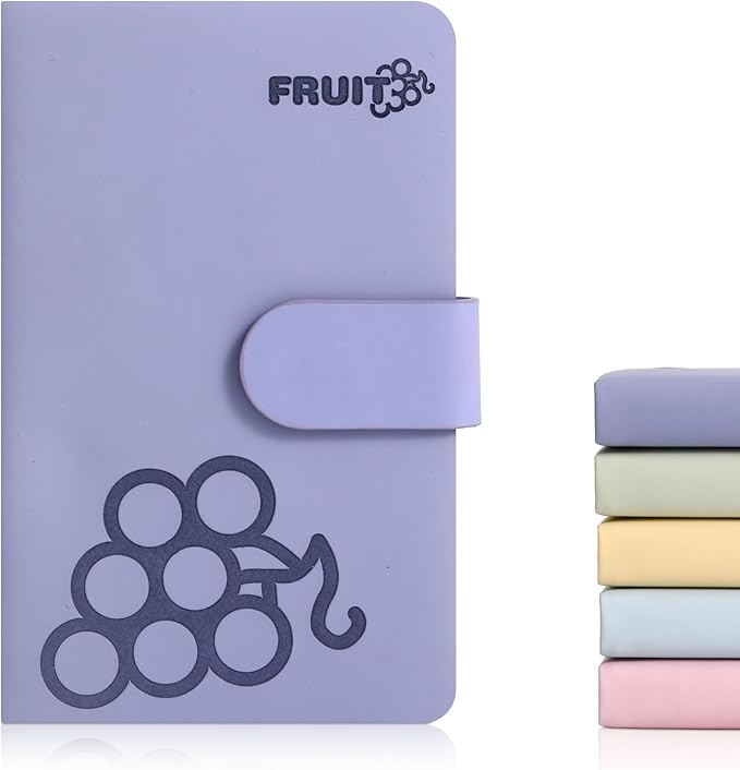 BOBO RABBIT Blank Journal Small Pocket Leather Notebook No Lines for Drawing Plain Sketch Book Cute Cartoon Fruit Grapes Unlined Journal for Travel Work School, 200 Pages, 3.7"X5.9"