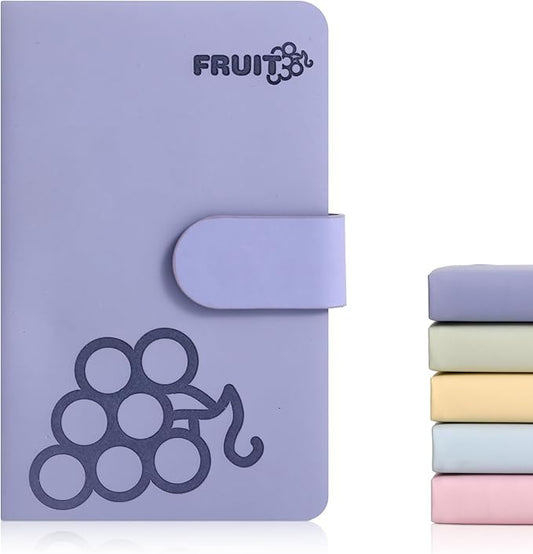 BOBO RABBIT Blank Journal Small Pocket Leather Notebook No Lines for Drawing Plain Sketch Book Cute Cartoon Fruit Grapes Unlined Journal for Travel Work School, 200 Pages, 3.7"X5.9"