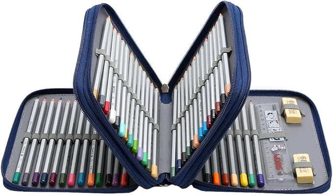 Portable Colored 72 Slots Pencil case Organizer with Printing Pattern for Watercolor Pens or Markers, Pencil Case Organizer for Artist