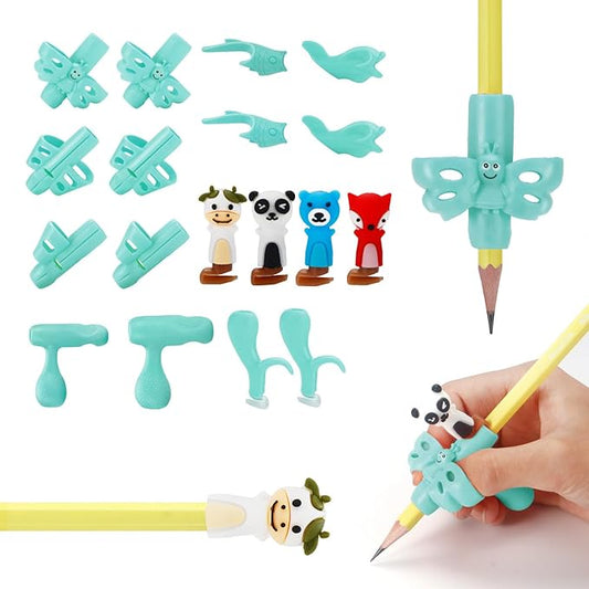 18 Pack Preschool Pencil Grips for Kids Handwriting Pencil Grippers Pen Control Training Writing Posture Correction Tools for Kids Toddler Children, Fits Pencils, Pens, Crayons (Sophie Blue)