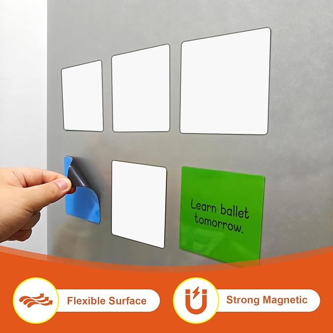 18 Packs Reusable Magnetic Sticky Notes, 3" x 3" Dry Erase Magnets Labels, White Sqaure Magnet Post it Notes for Whiteboard, Fridge, Locker, Cabinet, Door - Office & Classroom Supplies