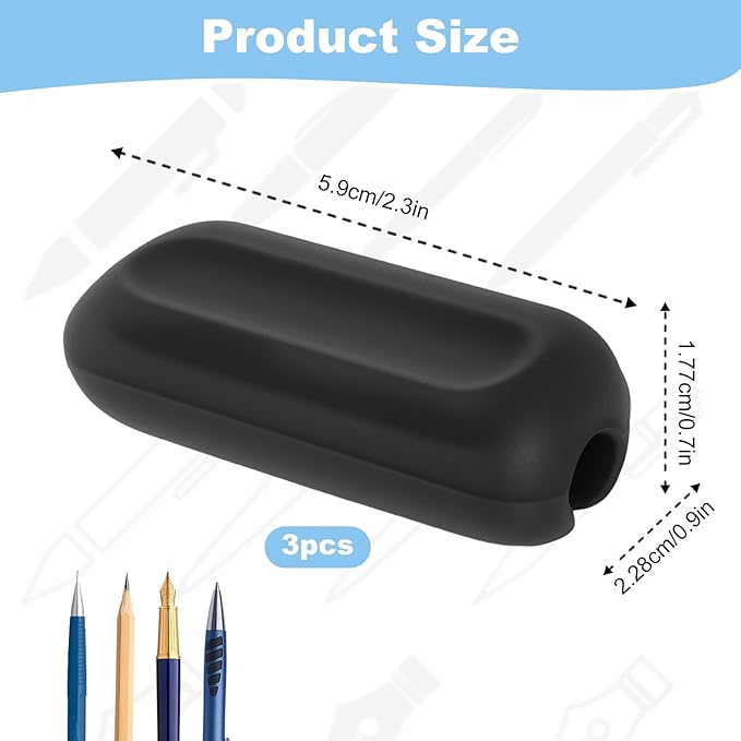 Weighted Pencil Grips, 3 Pack 1oz Silicone Handwriting Aid for Kids, Elderly & Special Needs Improves Penmanship for Autism ADHD Tremors Dyspraxia & Fine Motor Skills