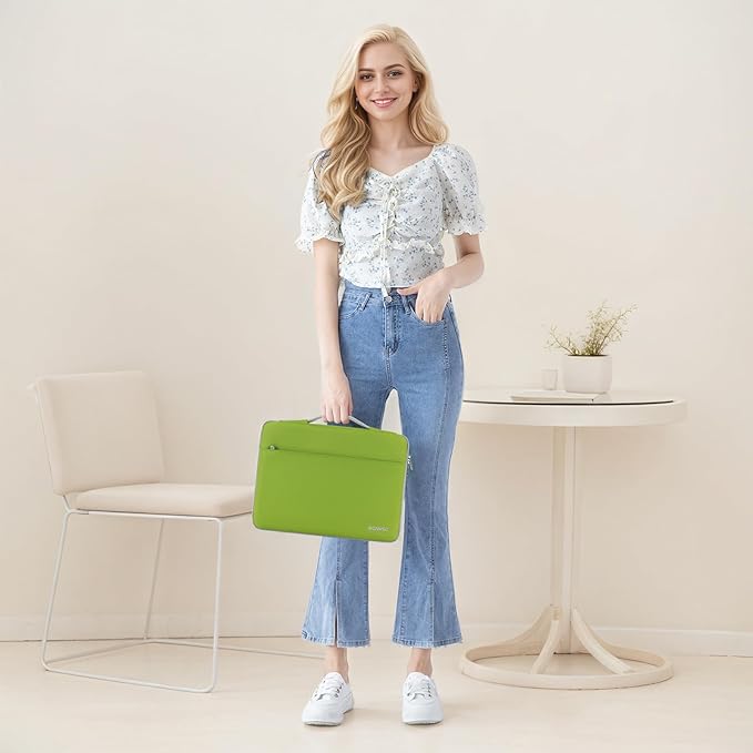 DOMISO 14 inch Laptop Case Sleeve Protective Cover Compatible with 15 inch MacBook Air M4 M3 M2,MacBook Pro,14-15 inch HP Dell ASUS Lenovo Chromebook,Waterproof Computer Cases Bag,Tender Green