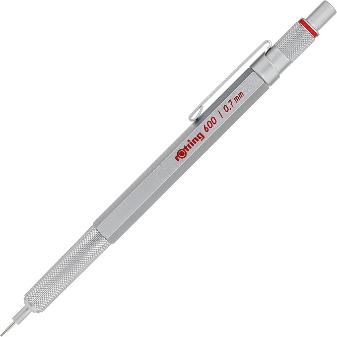 rOtring 600 Mechanical Pencil, 0.7 mm Lead, Silver Metal Barrel - For Technical Writing, Drawing, Sketching