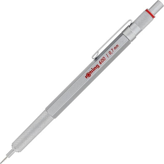 rOtring 600 Mechanical Pencil, 0.7 mm Lead, Silver Metal Barrel - For Technical Writing, Drawing, Sketching