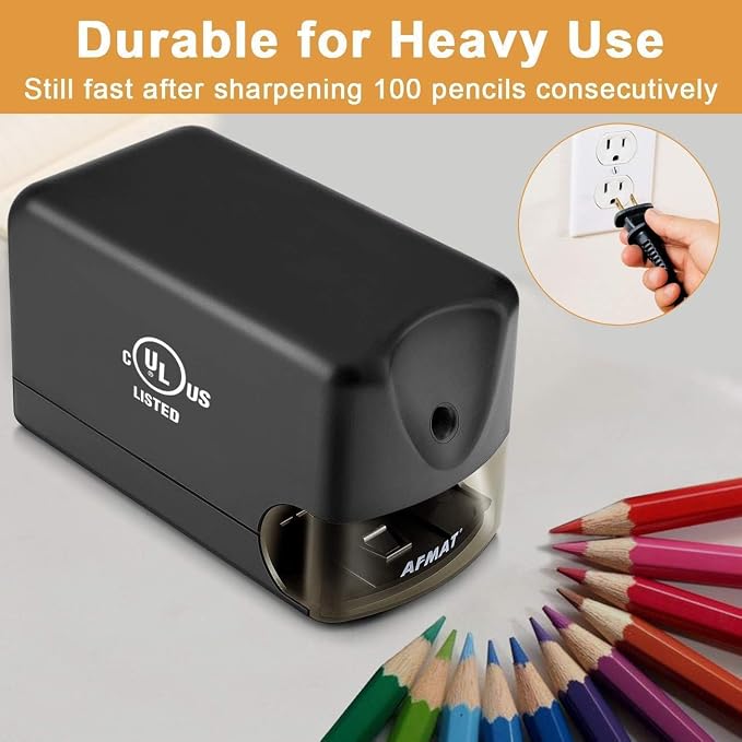 AFMAT 3 Pack Electric Pencil Sharpener, Heavy Duty Pencil Sharpener for Classroom, 6.5-8mm No.2/Colored Pencils, UL Listed, 10,000+ Sharpenings for Home, Office, School, PS13