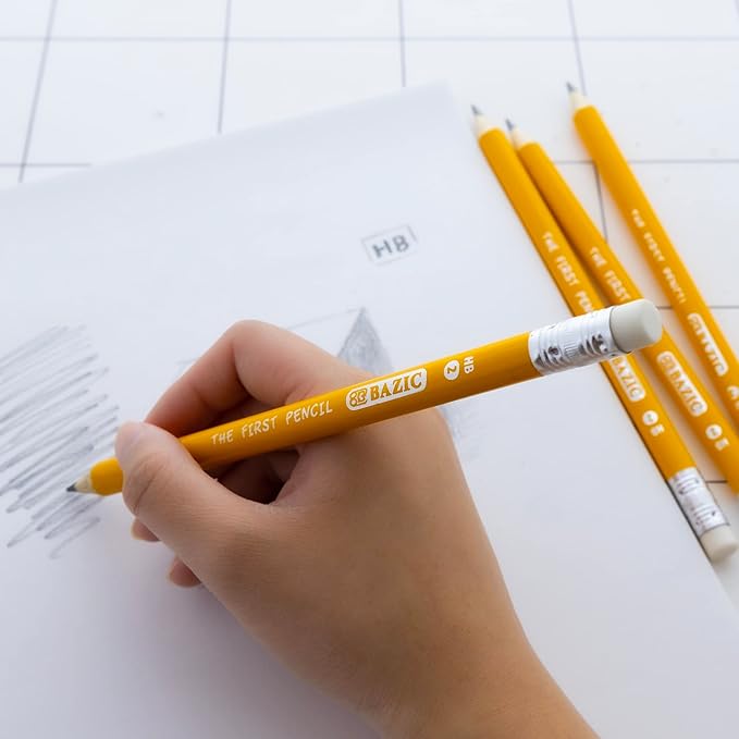 BAZIC PRODUCTS Jumbo Pencils for Kids, 4 Count, HB #2, 3.25 mm Lead, 2-Pack