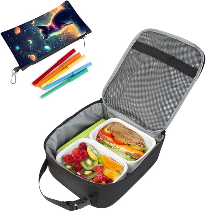 HiMagics Kids Backpack for Boys Girls Preschool Kindergarten Backpacks Lightweight Elementary Middle School Bookbag with Lunch Box Set and Chest Strap (StarCat)