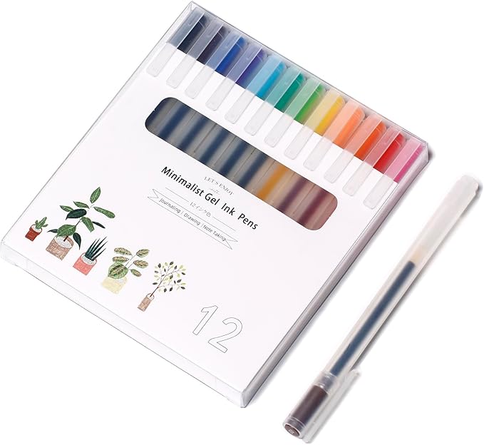 XIZE SH Minimalist Japanese Style Gel Ink Pens Ball Point Pens 0.5mm Fine Point 12 Colored Journaling Pens