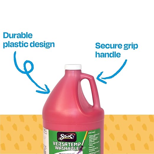 Sax Versatemp Washable Heavy-Bodied Tempera Paint, 1 Gallon, Primary Red